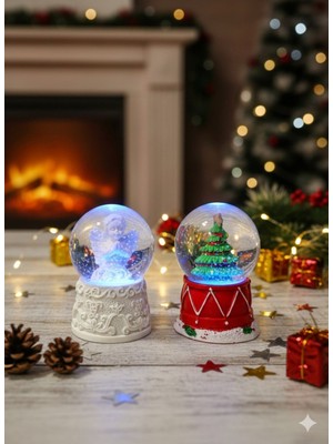 PremiumPort Mini Kar Küresi 6,5 Cm, Melek ve Çam Ağacı Temalı, Yılbaşı Dekorasyonu