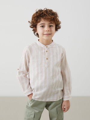 Lc Waikiki Yeni Sezon Hakim Yaka Çizgili Erkek Çocuk Gömlek