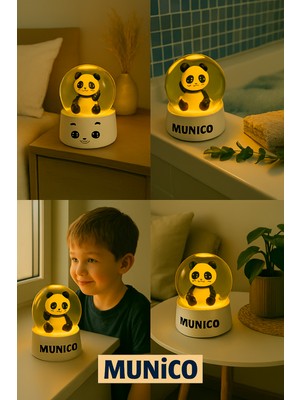 PremiumPort Işıklı Panda Kar Küresi 6.5 Cm, Sevimli ve Fonksiyonel Dekor, Çocuklar Için