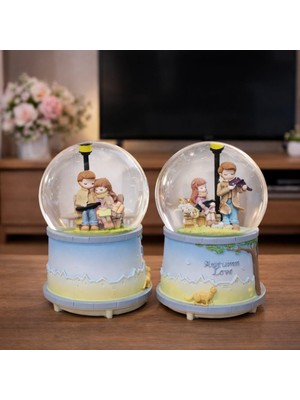 PremiumPort Sevgililer Için Orta Boy Kar Küresi, Şık ve Büyüleyici Dekorasyon Parçası