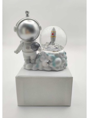 PremiumPort Işıklı Mini Astronot Biblo, Rüya Gibi Kar Küresi Dekoru