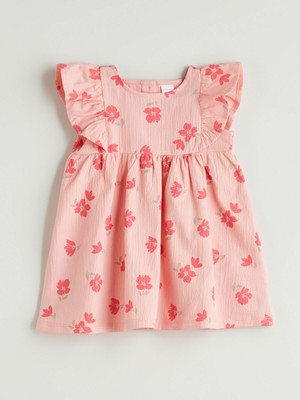 Lc Waikiki Yeni Sezon Bisiklet Yaka Çiçekli Kız Bebek Elbise