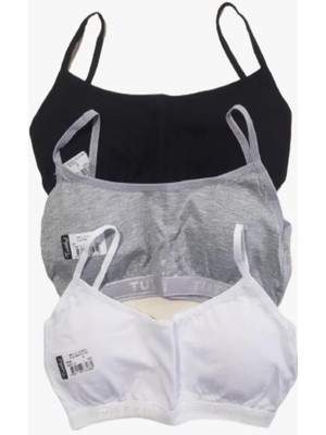 Tutku Genç Kız Karışık 3 Lü Paket Ip Askılı Kaplı Alıştırma Sutyeni-Karışık-L