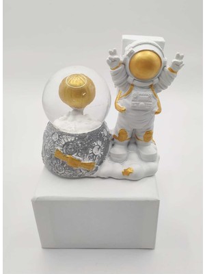 PremiumPort Renkli Işıklı Mini Balon ve Astronot Figürlü Kar Küresi Dekorasyonu