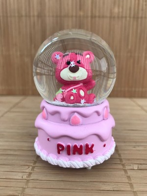 PremiumPort Sevimli Pembe Ayıcık Kar Küresi, Dekoratif ve Işıldayan Hediye