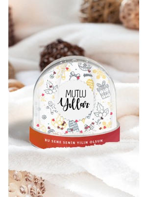PremiumPort Parlak ve Renkli Yılbaşı Hediyesi, Mutlu Yıllar Temalı Kar Küresi
