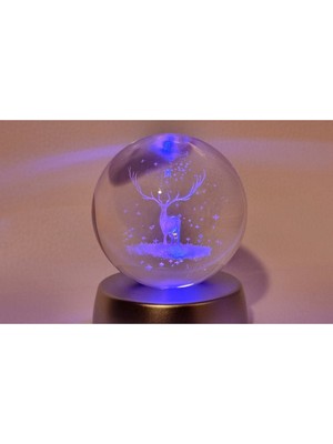 PremiumPort Şık Geyikli Işıklı Cam Küre, Dekoratif ve Işıltılı Tasarım