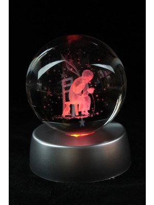 PremiumPort Şeffaf Cam Küreyle Oturan Adam Figürü Dekoratif Heykel