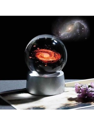 PremiumPort Parlak Cam Küre Işıklı, Şık ve Modern Dekorasyon Aksesuarı