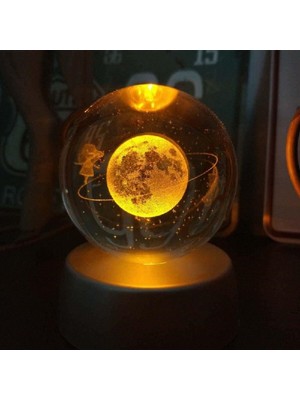 PremiumPort Işıklı Satürn Gezegen Cam Küre, Dekoratif ve Şık Hediye Alternatifi