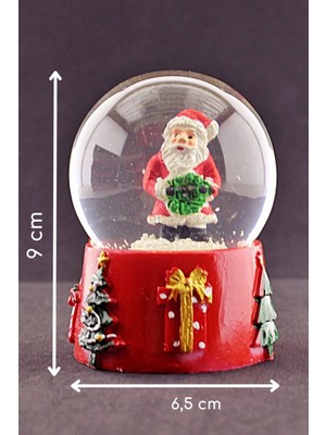 PremiumPort Noel Baba 2025 Merry Christmas Işıklı Kar Küresi 9 cm Orta Boy