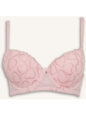 DeFacto Nakışlı Dantel Detaylı Dantel Kaplı Full Push Up Balenli Tişört BRA G1891AX26SP