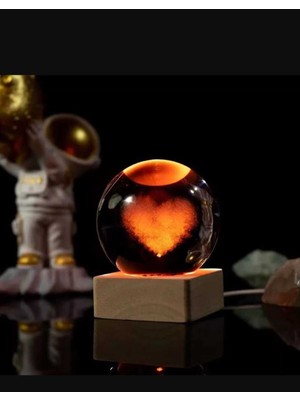 PremiumPort Renk Değişen Işıklı Cam Küre Ahşap Soketli Gece Lambası, Özel Tasarım