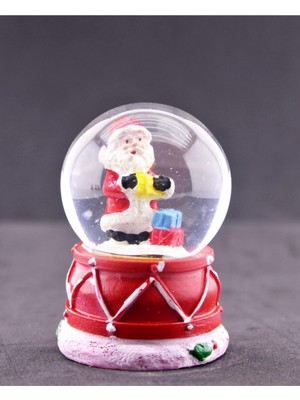 PremiumPort Mini Işıklı Noel Baba ve Hediye Paketleri Kar Küresi 6.5 cm