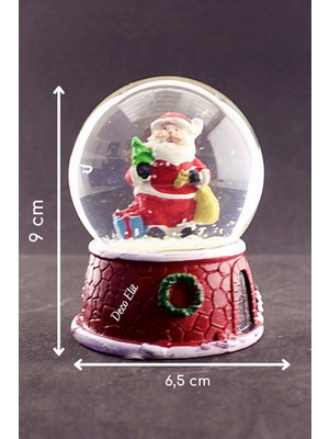 PremiumPort Yılbaşı Temalı Işıklı Kar Küresi, Noel Baba ve Hediyeleri, 9 cm Orta Boy