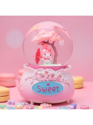 PremiumPort Pembe Kuromi Orta Boy Kar Küresi Işıklı ve Müzikli, 12X8 Ölçüler