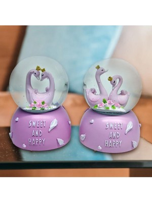 PremiumPort Şık ve Zarif Romantik Kuğu Kar Küresi, Büyüleyici Dekorasyon Parçası