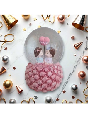 PremiumPort Işık ve Müzikli Sevgi Dolu Cam Kar Küresi, Romantik Hediye Için Ideal