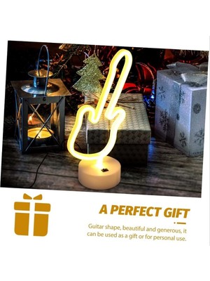 PremiumPort Gitar Tasarımlı Neon Işık Gece Lambası, Ev ve Parti Dekoru