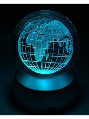 PremiumPort Işıklı Dünya Haritası Cam Küre, Dekoratif ve Eğitici Hediye