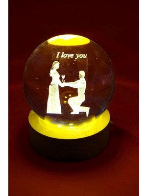 PremiumPort Işıklı Cam Küre, Ahşap Tabanlı, Evlilik Teklifi Için Özel Hediye