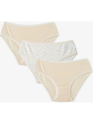 Penti Ekru Kız Çocuk Ditsy Pamuklu 3'lü Slip Külot
