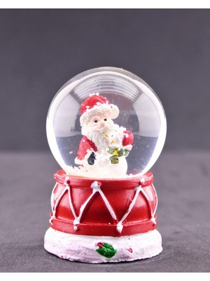 PremiumPort Mini Işıklı Noel Baba ve Kardan Adam Kar Küresi, 6.5 Cm, Yılbaşı Süsleri