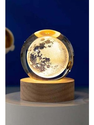 PremiumPort Işıklı Ahşap Altlı Cam Küre, Şık Dekoratif Aksesuar