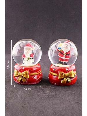 PremiumPort Noel Temalı Mini Kar Küresi 6,5 Cm, Işıklı, 2'li Set
