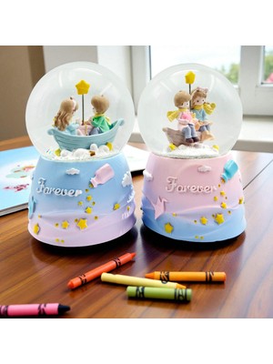 PremiumPort Büyük Boy Kurmalı Sesli Kar Küresi, Şık ve Zarif Dekorasyon Parçası