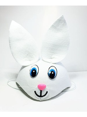 Skygo Beyaz Renk Kulaklı Tavşan Şapkası Hayvan Şapkası