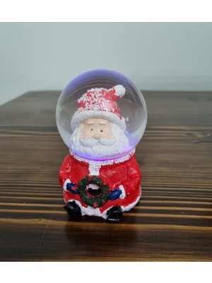 PremiumPort Işıklı Mini Noel Baba ve Hediye Yılbaşı Cam Kar Küresi 9x7 cm