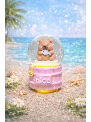 PremiumPort Işıklı Ayıcık Kar Küresi, Sıcak Atmosfer Için Dekoratif Mini Kar Küresi