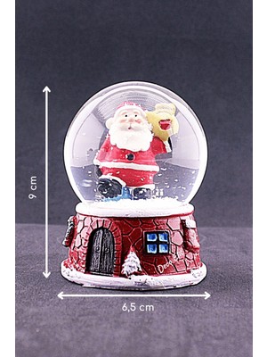 PremiumPort 2026 Yılbaşı Noel Baba Temalı Işıklı Kar Küresi 9 cm Orta Boy