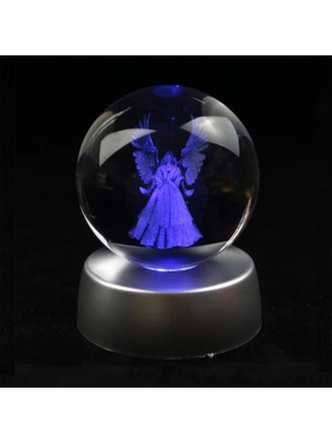 PremiumPort Renkli 3D Işıklı Cam Küre, Şık ve Modern Dekoratif Parça