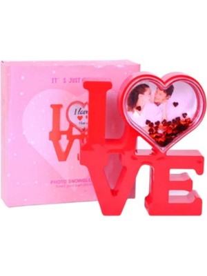 PremiumPort Kişiye Özel Fotoğraflı Love Tasarımlı Kar Küresi