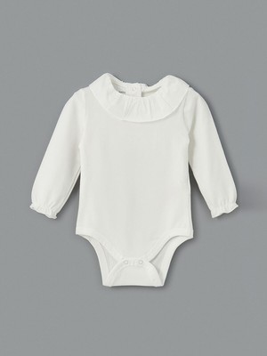 Lc Waikiki Yeni Sezon Bisiklet Yaka Fırfırlı Kız Bebek Çıtçıtlı Bodysuit