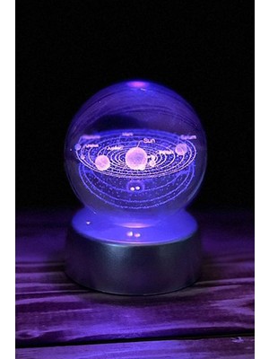 PremiumPort LED Işıklı Cam Küre Gezegenler Dekoratif Masa Parçaları