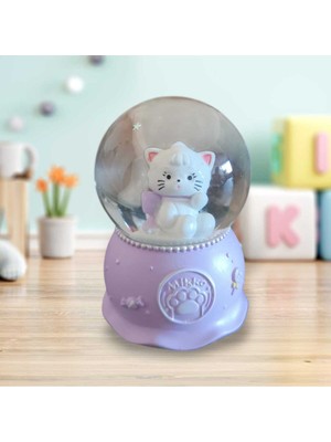 PremiumPort Mini Işıklı Kedi Kar Küresi, Sevimli ve Dekoratif Aksesuar
