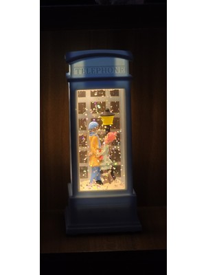 PremiumPort Sevgili Figürlü Işıklı Telefon Kulubesi, Kış Masalı Kar Küresi