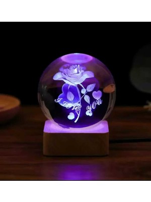 PremiumPort Renkli Işıklı Cam Küre Gece Lambası, Ahşap Soketli, Led, Özel Tasarım
