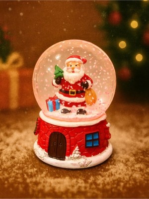 PremiumPort Parlak Noel Baba ve Kar Küresi, 2026 Yılına Özel Yılbaşı Dekoru