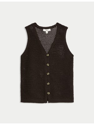 Marks & Spencer Pamuk Karışımlı Düğmeli Triko Yelek