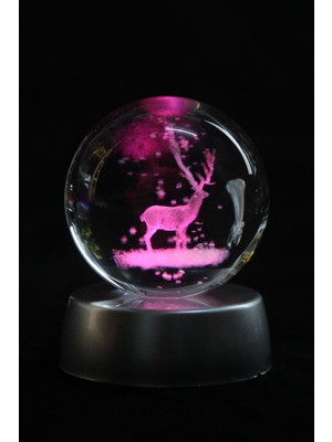 PremiumPort 3D Geyikli Işıklı Cam Küre, Dekoratif ve Şık Hediye Seçeneği