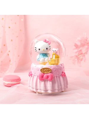 PremiumPort Pembe Hello Kitty Kar Küresi Işıklı ve Müzikli, Orta Boy, 12X8