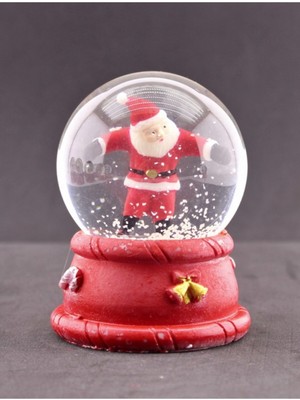 PremiumPort Yılbaşı Noel Baba Işıklı Kar Küresi, Orta Boy, 9 Cm, Sıcak Atmosfer