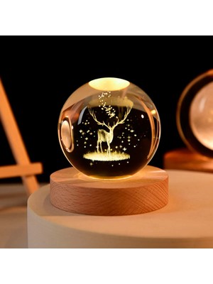 PremiumPort Renkli LED Işıklı Geyikli Cam Küre, Şık ve Hediye Seçeneği