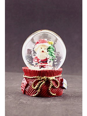 PremiumPort Yılbaşı Temalı Mini Kar Küresi, Noel Baba ve Çam Ağacı Dekoru, 6,5 cm