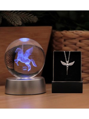 PremiumPort 3D Kristalleşmiş Cam Şah At Dekoratif Küre, Şık ve Zarif Hediye