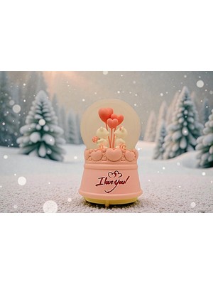 PremiumPort Sevgililere Özel Işıklı Minik Kalp Figürlü Romantik Kar Küresi